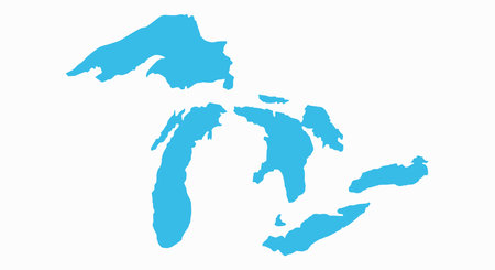 Great Lakes silhouette map simple icon set. Each lake is separate. Flat vector illustration isolated on white background.のイラスト素材