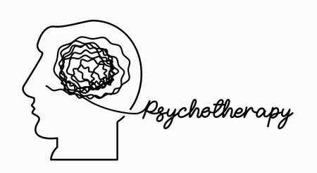 Psychotherapy, chaos and order concept. Tangled disorder turns into spiral order line, find solution. Coaching, mentoring. Flat vector illustration isolated on white background.のイラスト素材