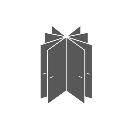 Doors fan icon. Door sale and installation emblem idea. Flat vector illustration isolated on white background.のイラスト素材