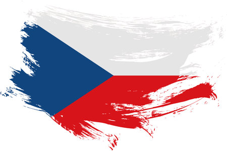 Czech Republic brush stroke flag vector background. Hand drawn grunge style Czechia painted isolated banner.のイラスト素材