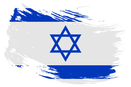 Israel brush stroke flag vector background. Hand drawn grunge style Israeli painted isolated banner.のイラスト素材