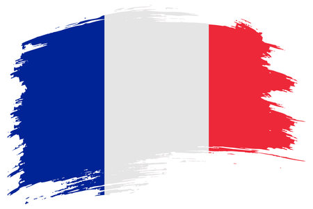 France brush stroke flag vector background. Hand drawn grunge style French painted isolated banner.のイラスト素材