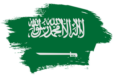 Saudi Arabia brush stroke flag vector background. Hand drawn grunge style YYY painted isolated banner.のイラスト素材