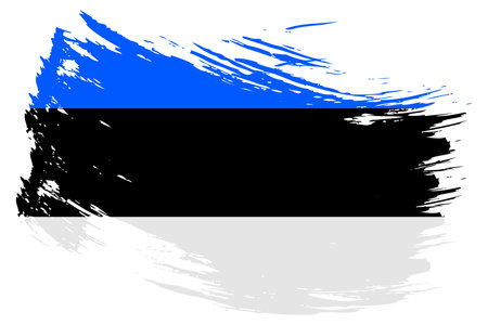 Estonia brush stroke flag vector background. Hand drawn grunge style Estonian painted isolated banner.のイラスト素材