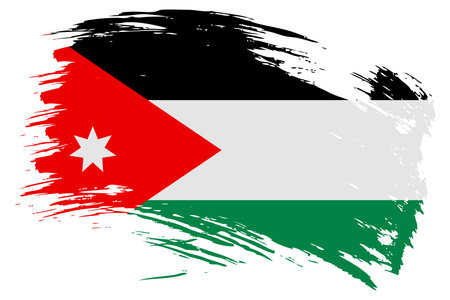 Jordan brush stroke flag vector background. Hand drawn grunge style Hashemite Kingdom of Jordan painted isolated banner.のイラスト素材
