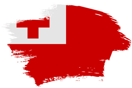 Tonga brush stroke flag vector background. Hand drawn grunge style Tongan painted isolated banner.のイラスト素材