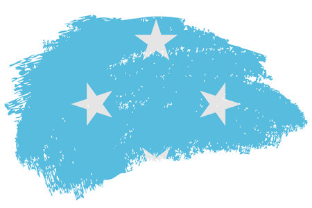 Micronesia brush stroke flag vector background. Hand drawn grunge style Micronesian painted isolated banner.のイラスト素材