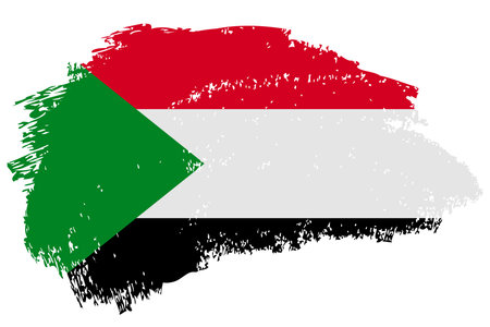 Sudan brush stroke flag vector background. Hand drawn grunge style Sudanese painted isolated banner.のイラスト素材