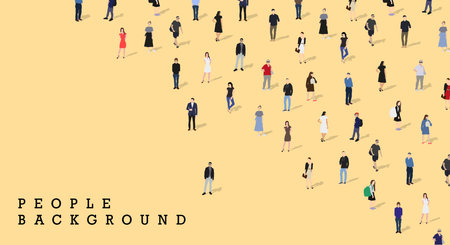 A large group of people. People background. Big people crowd. Diverse people group. Flat vector illustration isolated on background.のイラスト素材