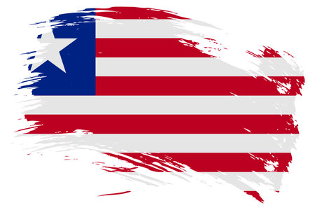 Liberia brush stroke flag vector background. Hand drawn grunge style Liberian painted isolated banner.のイラスト素材