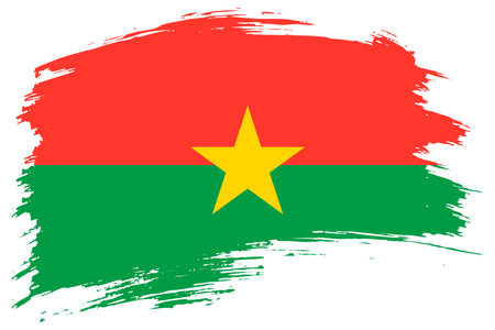 Burkina Faso brush stroke flag vector background. Hand drawn grunge style Upper Volta painted isolated banner.のイラスト素材