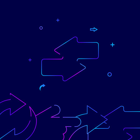 Two side opposite transfer arrows gradient line vector icon, simple illustration on a dark blue background, YYY related bottom border.のイラスト素材
