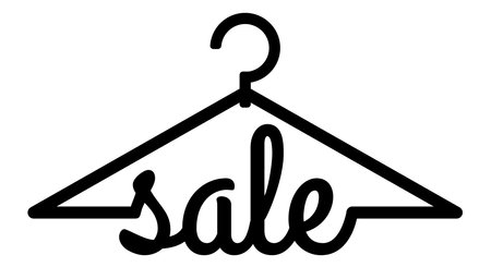 Clothing discount. Continuous line art. Discount action template. Flat vector illustration isolated on white background.のイラスト素材