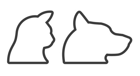 Cat dog pet head silhouette. Flat vector illustration isolated on white background.のイラスト素材