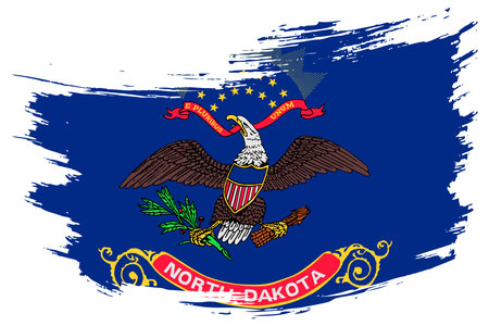 North Dakota US State brush stroke flag vector background. Hand drawn grunge style painted isolated banner.のイラスト素材