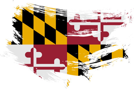 Maryland US State brush stroke flag vector background. Hand drawn grunge style painted isolated banner.のイラスト素材