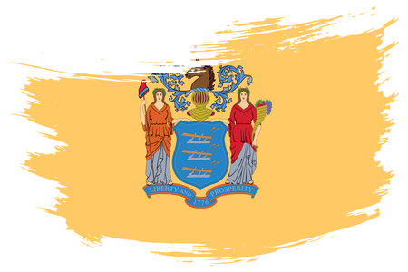 New Jersey US State brush stroke flag vector background. Hand drawn grunge style painted isolated banner.のイラスト素材