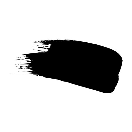 Black paint, ink brush stroke, brush line texture. Dirty artistic design element, text box, frame black vector icon. Hand drawn grunge style painted isolated design element.のイラスト素材