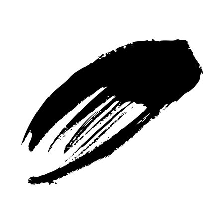 Black paint, ink brush stroke, brush line texture. Dirty artistic design element, text box, frame black vector icon. Hand drawn grunge style painted isolated design element.のイラスト素材
