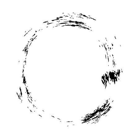 Highlight circle brush stroke black vector icon. One-stroke drawing. Hand drawn grunge style painted isolated design element.のイラスト素材