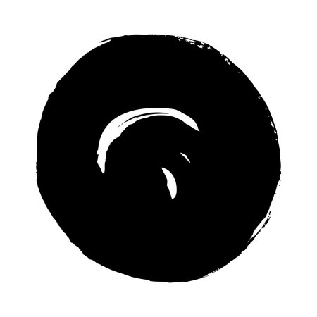 Solid round blot frame brush stroke black vector icon. One-stroke drawing. Hand drawn grunge style painted isolated design element.のイラスト素材