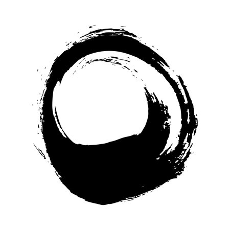 Highlight circle brush stroke black vector icon. One-stroke drawing. Hand drawn grunge style painted isolated design element.のイラスト素材