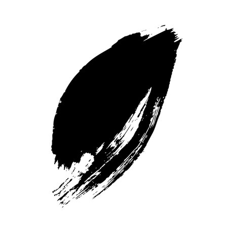 Black paint, ink brush stroke, brush line texture. Dirty artistic design element, text box, frame black vector icon. Hand drawn grunge style painted isolated design element.のイラスト素材