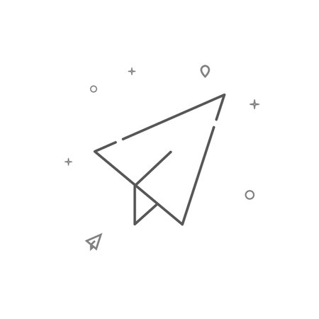 Send message, paper plane simple vector line icon. Symbol, pictogram, sign isolated on white background. Editable stroke. Adjust line weight.のイラスト素材