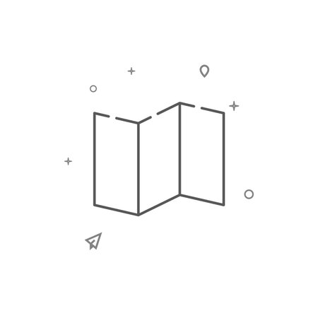 Folded map simple vector line icon. Symbol, pictogram, sign isolated on white background. Editable stroke. Adjust line weight.のイラスト素材