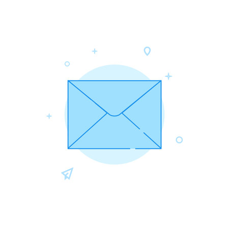 Closed envelope, unread letter vector icon. Flat illustration. Filled line style. Blue monochrome design. Editable stroke. Adjust line weight.のイラスト素材
