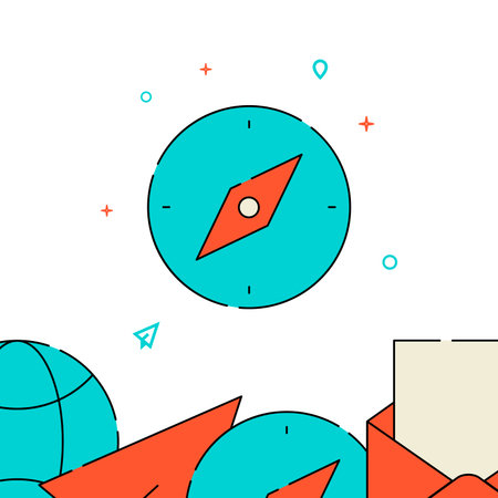 Compass, route filled line vector icon, simple illustration, related bottom border.のイラスト素材
