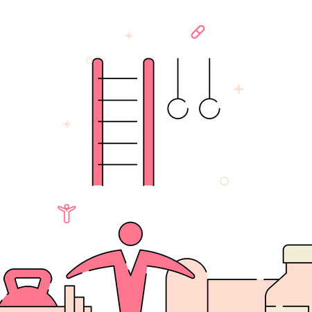 Wall bars and gymnastic rings filled line vector icon, simple illustration, related bottom border.のイラスト素材