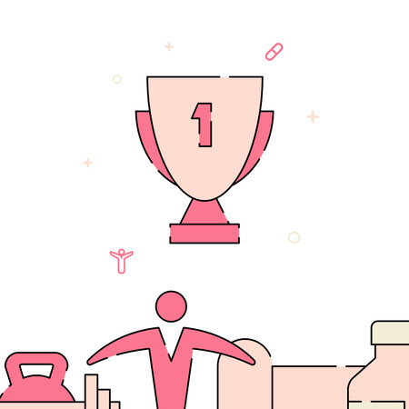 Winner Cup filled line vector icon, simple illustration, related bottom border.のイラスト素材