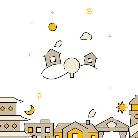 Countryside, hills filled line vector icon, simple illustration, related bottom border.のイラスト素材