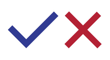 Voting checkmarks. Voting for and against. American elections. Flat vector illustration isolated on white background.のイラスト素材
