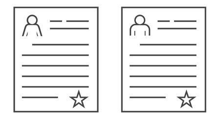 Male and female questionnaire, ballot paper. Personal file, dossier. Flat vector illustration isolated on white background.のイラスト素材