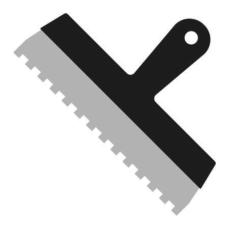 Notched trowel spatula icon. Flat vector illustration isolated on white background.のイラスト素材