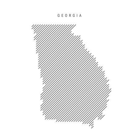 Georgia map from pattern of black slanted parallel lines. US state map with gray diagonal lines. Silhouette made of oblique hatching. Vector illustration isolated on white.のイラスト素材