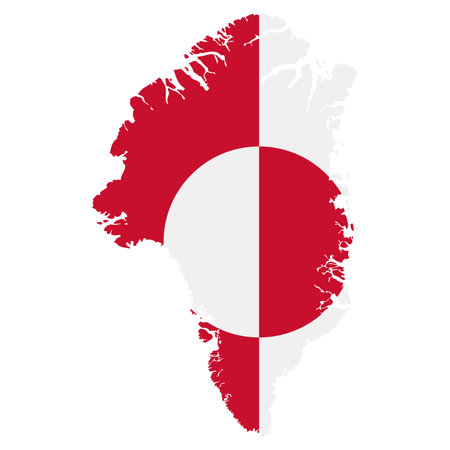 Detailed map with masked vertical Greenland flag. Flat vector illustration isolated on white background.のイラスト素材