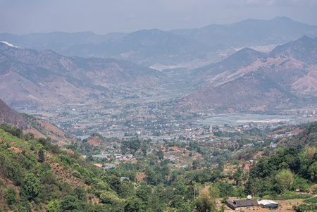 Aerial photo of the layout of Miyi County in Sichuan Provinceの写真素材