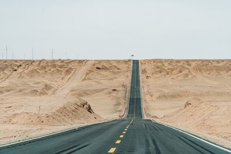 The desolate and lonely path of Chinaの写真素材