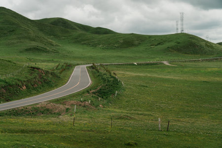 Scenery of the Plateau Grassland in Western Chinaの写真素材