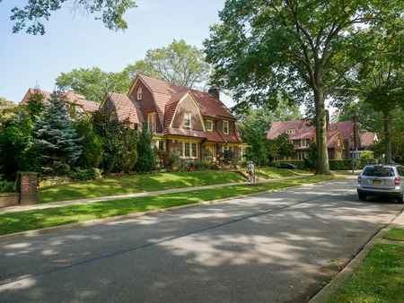 New York - Sep 2017: Forest Hills residential neighborhood in the borough of Queens in New York Cityの写真素材