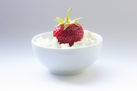 strawberries in creamの写真素材