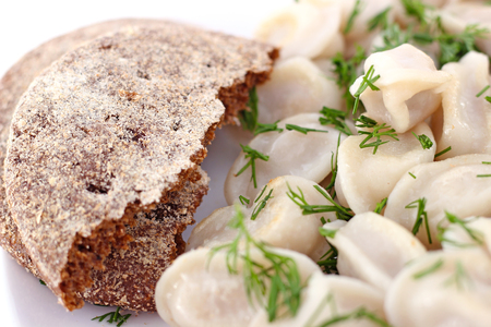 ravioli with breadの写真素材