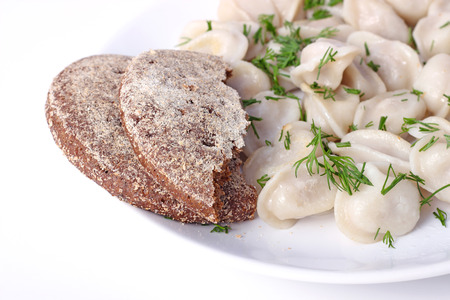 ravioli with breadの写真素材
