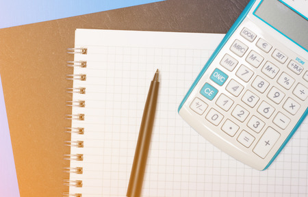 calculator and penの写真素材