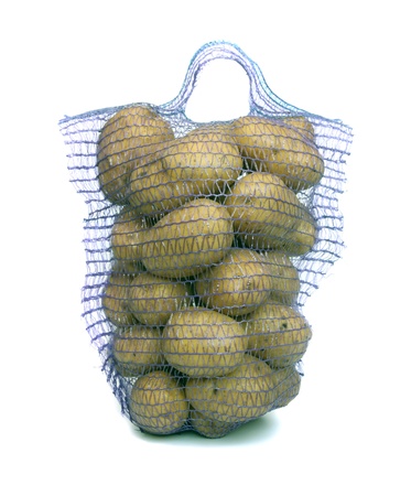 Potato in a bag on a white background.の写真素材