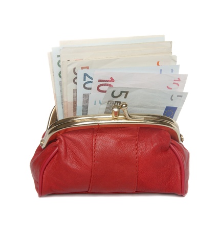 Full red wallet on a white background.の写真素材