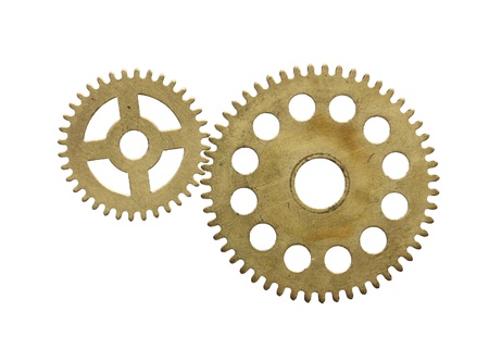 Gears from a clockwork on a white background.